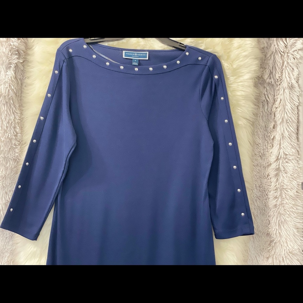 Karen Scott Blue Long Sleeve Dress Sz: S MSRP $45